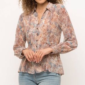 Snake Print Tie Back Pleated Shirt